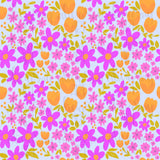 Purple and Orange Wildflowers Seamless Pattern