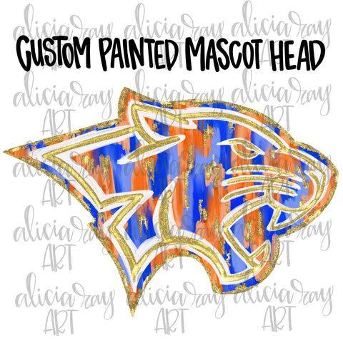 Custom Painted Mascot Head With Gold Or Silver Foil