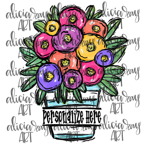 Jar Of Flowers Name Plate