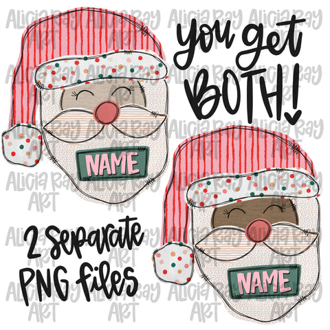 Faux Applique Girl Santa With Name Plate