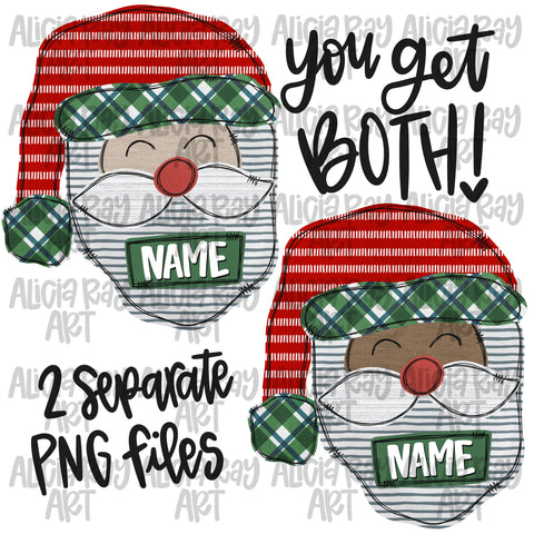 Faux Applique Boy Santa With Name Plate