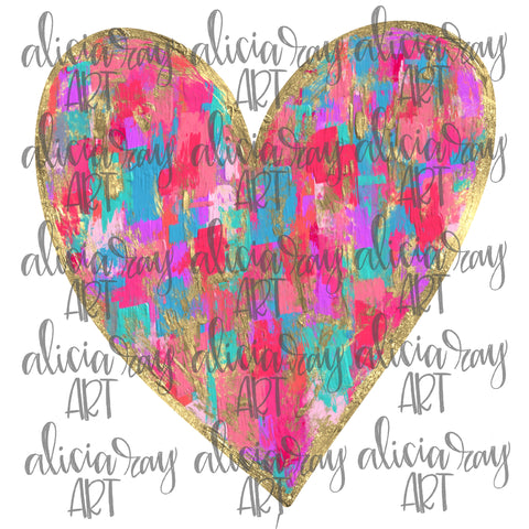 Painted Heart With Gold Foil