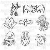 Hand Drawn Halloween Doodles Procreate Stamp Brush Set