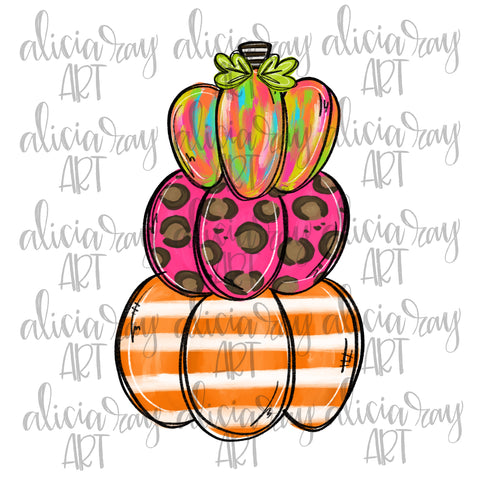 Whimsical Girly Pumpkin Stack