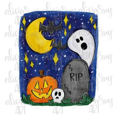 Painted Halloween Scene
