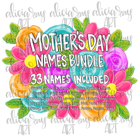 Mother's Day Names Bundle White