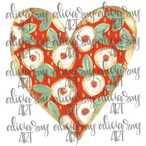 Floral Painted Heart