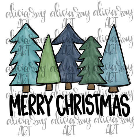 Merry Christmas Blue Christmas Trees