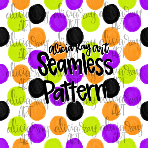 Girl Halloween Polka Dot Seamless Pattern