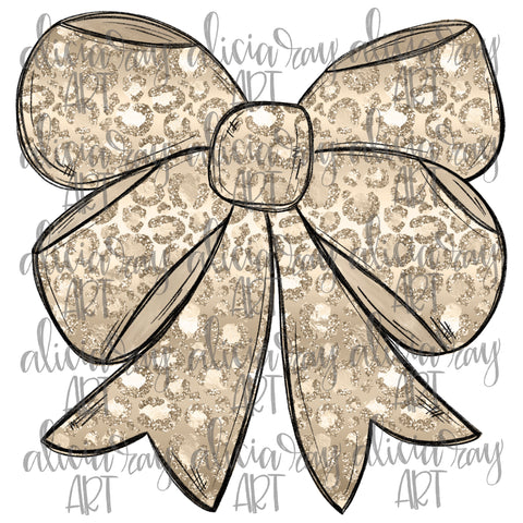 Gold Glitter Leopard Bow