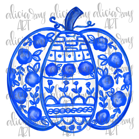 Blue Chinoiserie Pumpkin