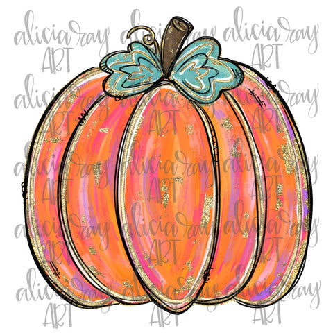 Painted Pumpkin With Gold