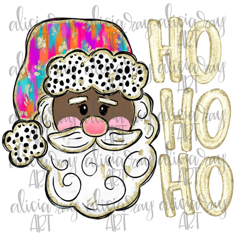 Colorful Preppy Dark Skin Santa Claus Ho Ho Ho
