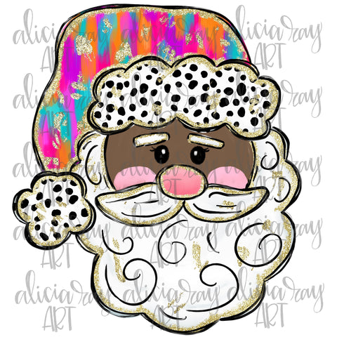 Colorful Preppy Dark Skin Santa Claus