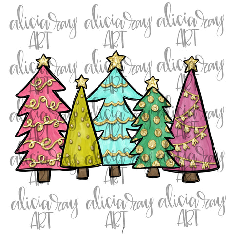 Colorful Christmas Trees