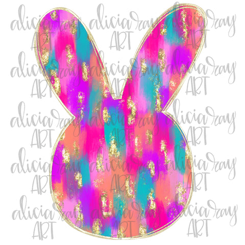 Painted Brushstroke Gold Glitter Easter Bunny