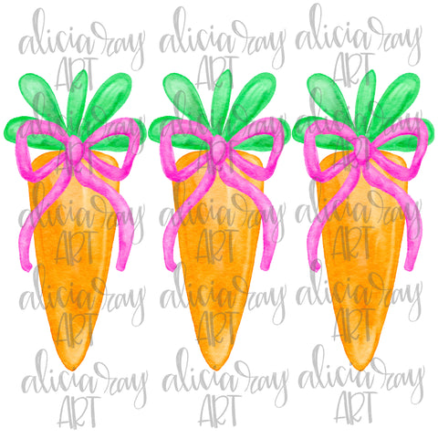 Watercolor Carrots With Bows
