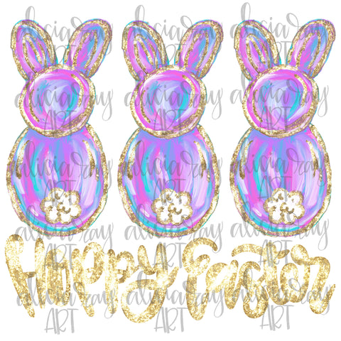 Painted Easter Bunny Trio Hoppy Easter Girl