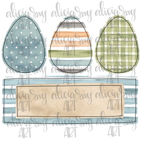 Boy Easter Eggs with Name Plate