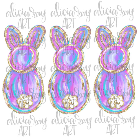 Painted Easter Bunny Trio Girl