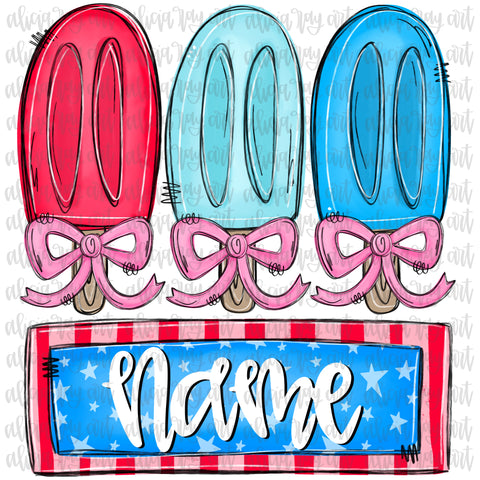 Girl Patriotic Popsicles Name Plate