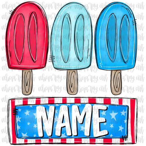 Boy Patriotic Popsicles Name Plate