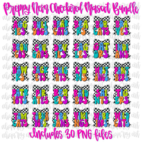 Preppy Bright Checkered Bow Mascot Bundle