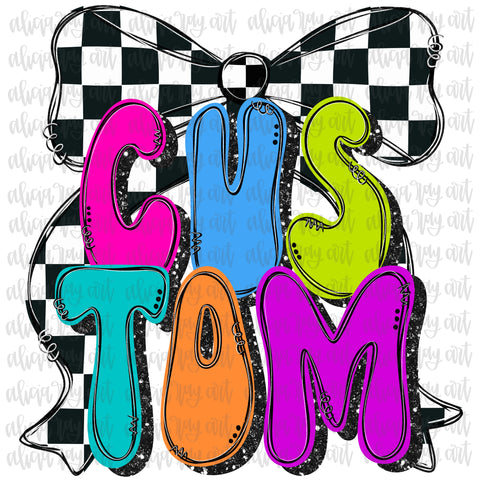 Preppy Bright Neon Checkered Custom Mascot