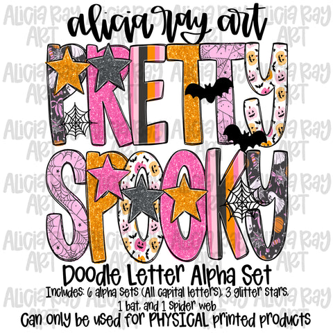 Pretty Spooky Doodle Letters Alpha Set