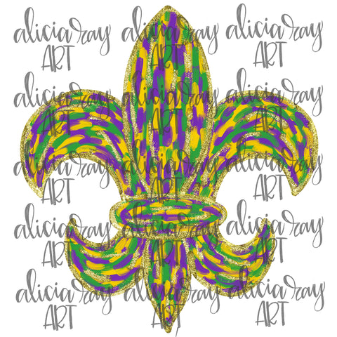 Mardi Gras Paint Stroke Fleur De Lis