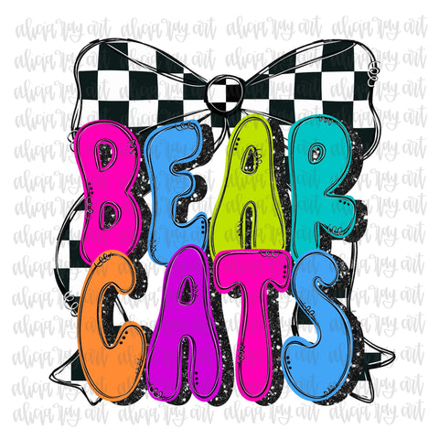 Bearcats Preppy Neon Checkered Bow