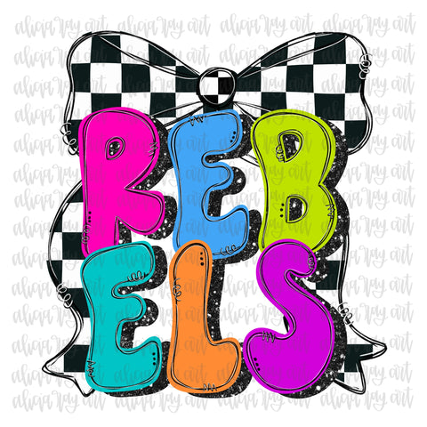 Rebels Preppy Neon Checkered Bow