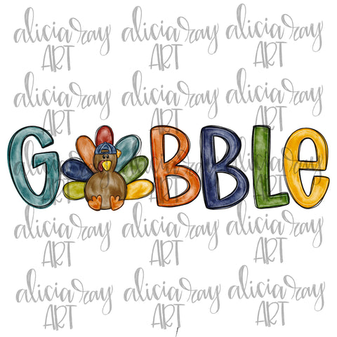 Watercolor Gobble Boy Turkey