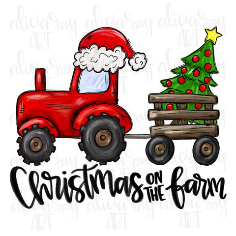 Christmas On The Farm Red Tractor
