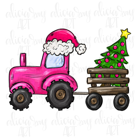 Pink Christmas Tractor