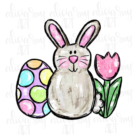 Easter Bunny Egg And Tulip
