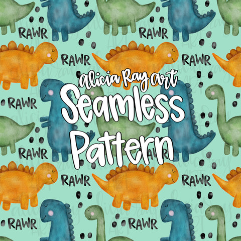 Boy Dinosaur Seamless Pattern