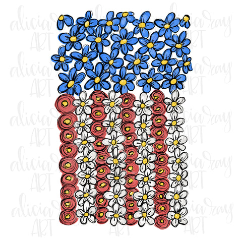 Patriotic Floral Flag