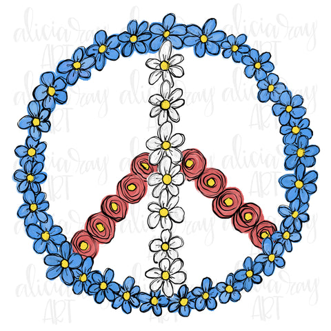 Patriotic Floral Peace Sign