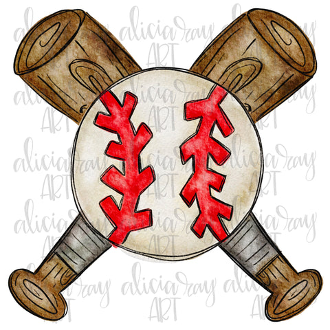 Baseball with Crossed Bats