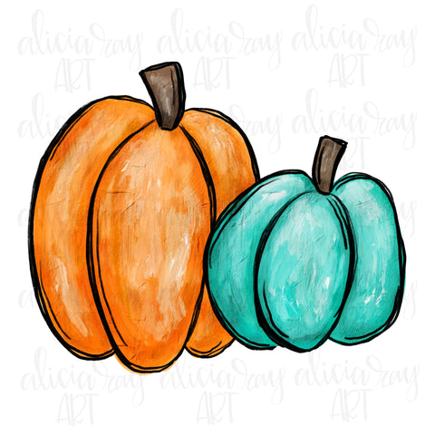 Orange And Blue Pumpkins