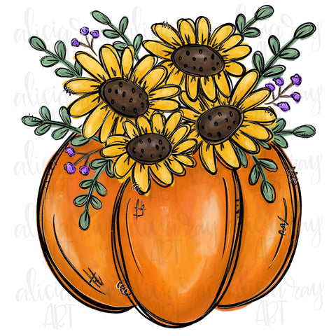 Pumpkin with Sunflowers