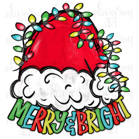 Merry And Bright Santa Hat With Christmas Lights