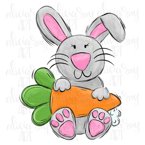 Pink Bunny Holding Carrot