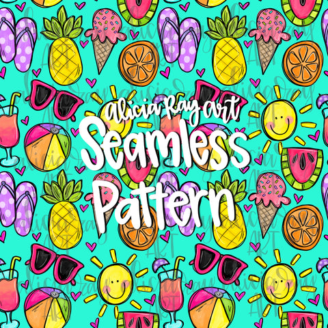 Summertime Doodles Seamless Pattern