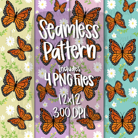 Monarch Butterfly Seamless Pattern