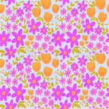 Purple and Orange Wildflowers Seamless Pattern