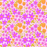 Purple and Orange Wildflowers Seamless Pattern