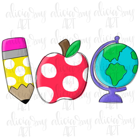 Pencil Apple Globe