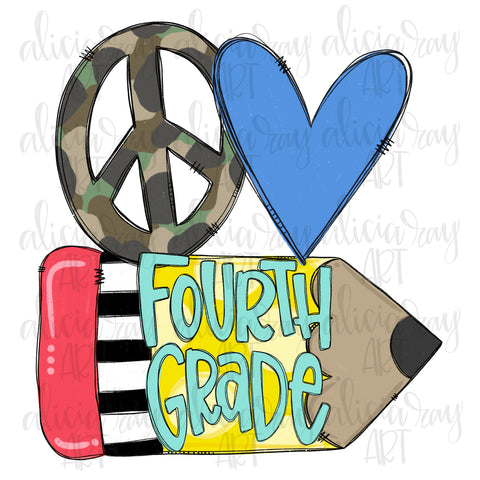 Peace Love Fourth Grade - Boy